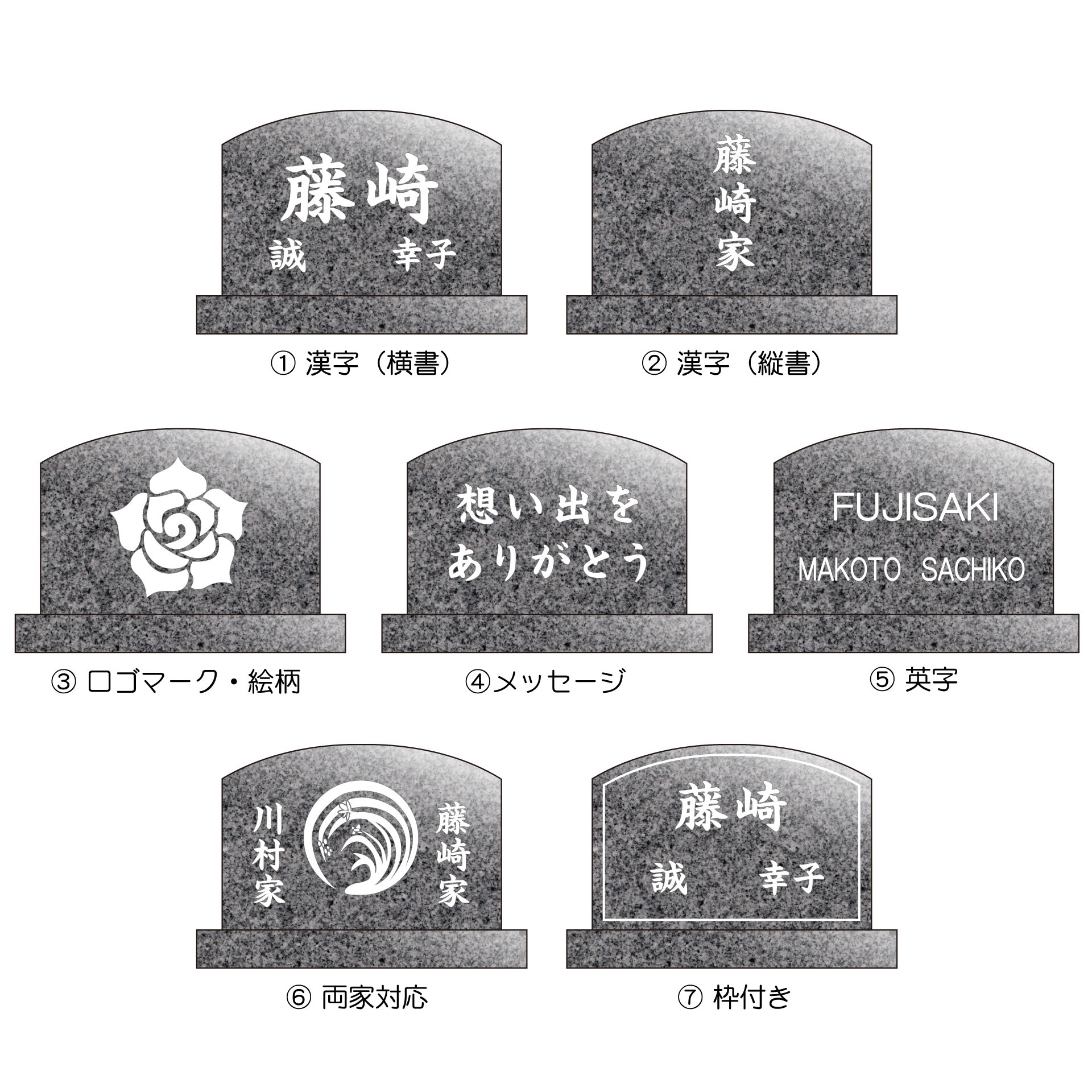 家墓の彫刻オプション
